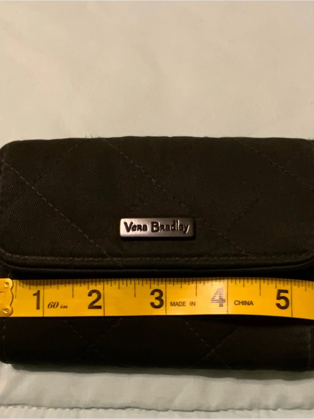 Vera Bradley Cotton Quilted Trifold Wallet Black floral